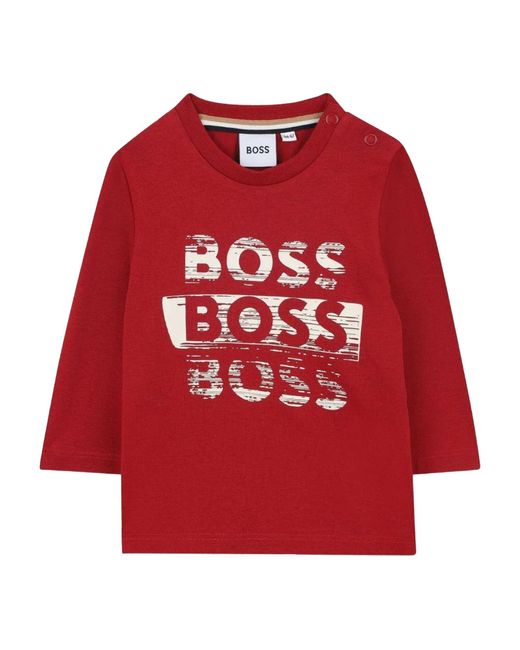 BOSS Women's Red T-Shirt With Logo
