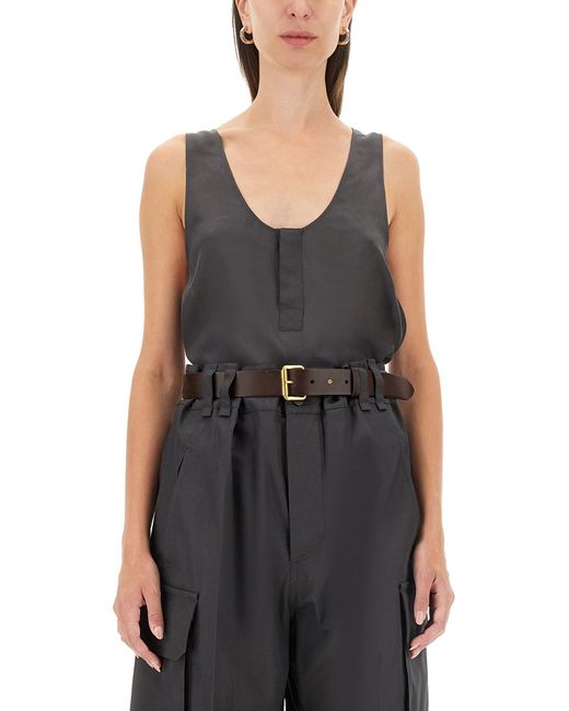Saint Laurent Black Tank Top "Henley"