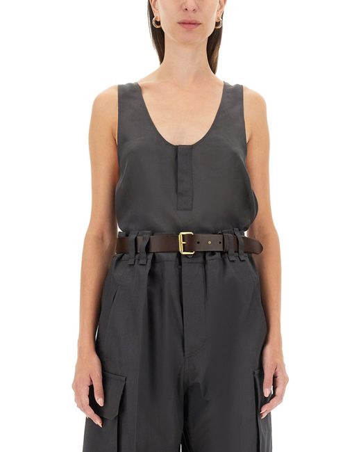 Saint Laurent Black Tank Top "Henley"