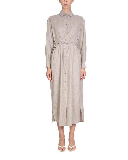 Aspesi Natural Wool Blend Shirt Dress