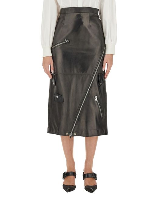 McQueen Gray Elegantly Crafted Midi Skirt