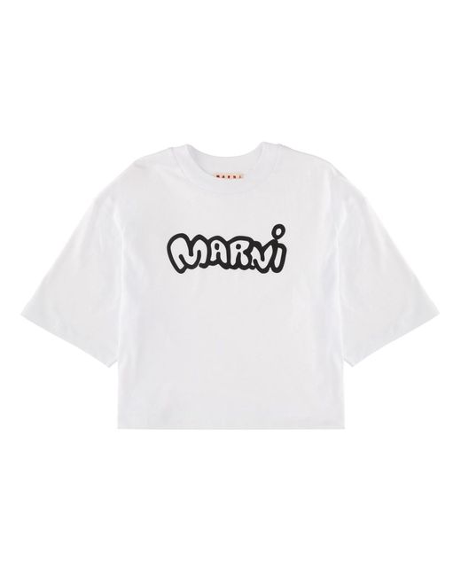 Marni White Logo Crew Neck T-Shirt