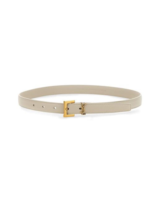 Saint Laurent White Belt Cassandre Calfskin