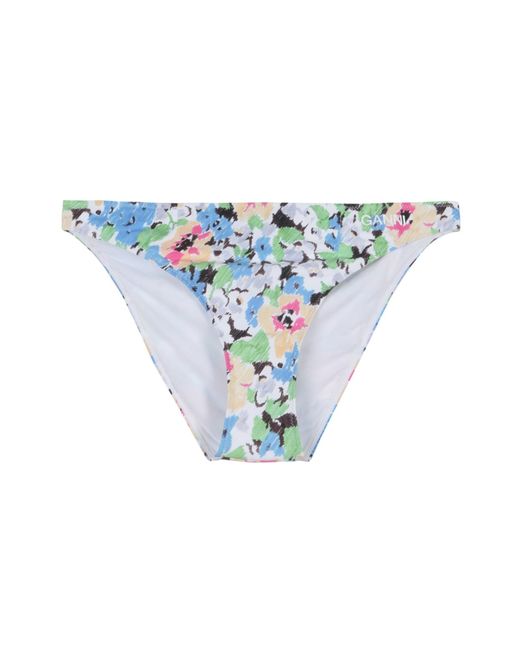 Ganni Blue Floral Pattern Bikini Briefs