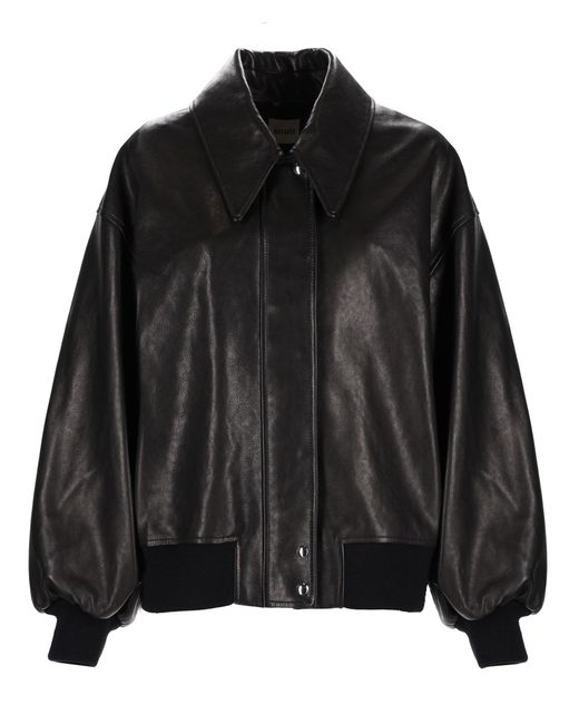 Khaite Black Solid Shirt Collar Jacket