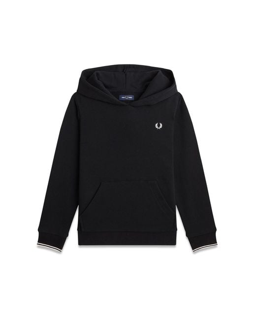 Fred Perry Black Tipped Hooded Sweatshirt