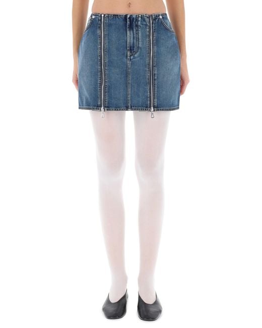 Jean Paul Gaultier Blue Denim Miniskirt With Double Vertical Zippers