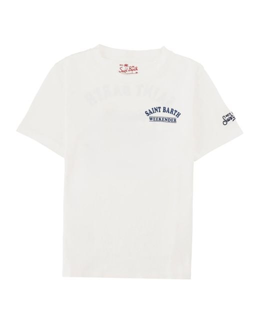 Mc2 Saint Barth White T-Shirt Con Stampa Sul Retro