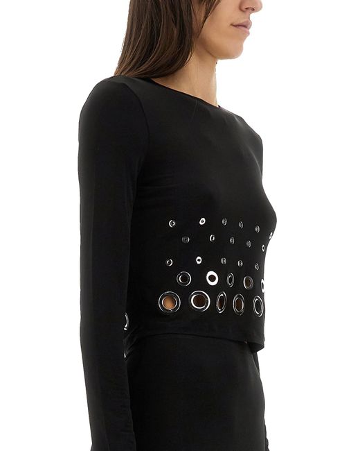 Top Crop Con Occhielli di Rabanne in Black