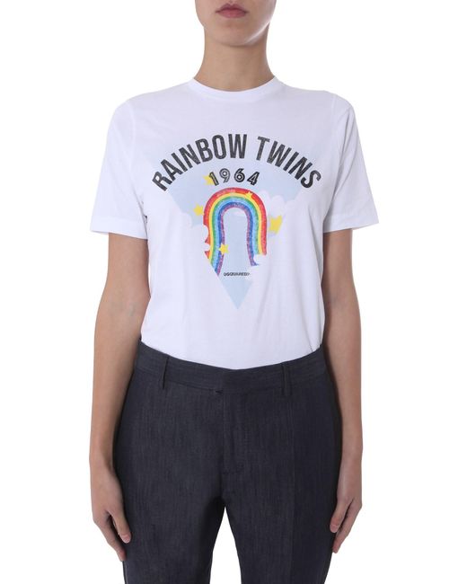 DSquared² White Graphic Crew Neck T-Shirt