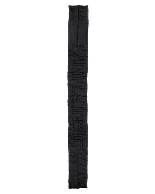 Saint Laurent Black Logo Patch Quilted Scarf
