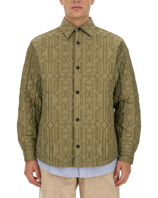 Palm Angels Green Monogram Shirt for men