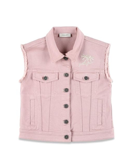 Golden Goose Deluxe Brand Pink Sleeveless Denim Vest