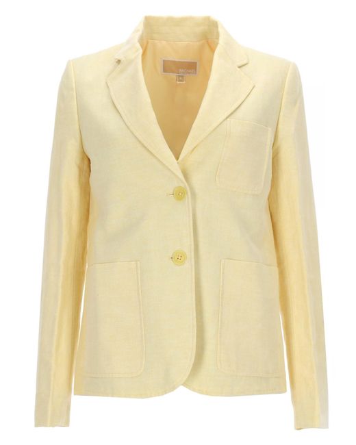 MICHAEL Michael Kors Yellow Single-Breasted Linen Blazer