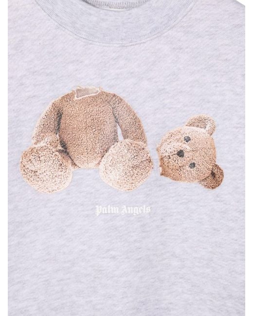 Felpa Con Stampa Bear di Palm Angels in White