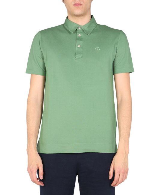 Ballantyne Green Cotton Polo With Logo Embroidery for men