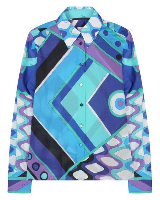 Emilio Pucci Blue 100% Silk Blouse