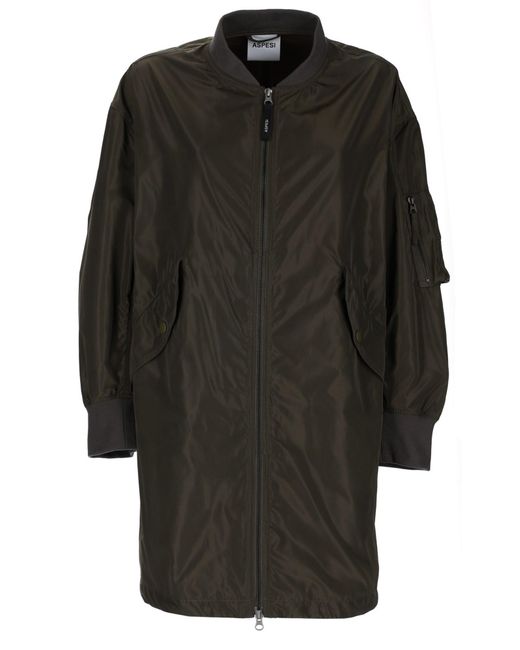 Aspesi Gray Solid Mock Collar Jacket