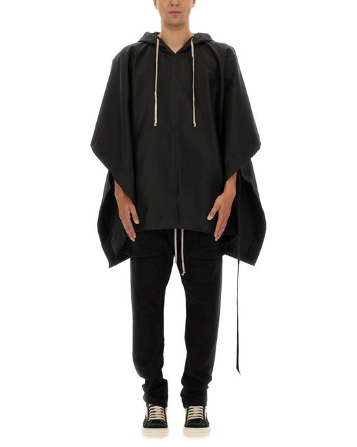Rick Owens Black Cape With Hood