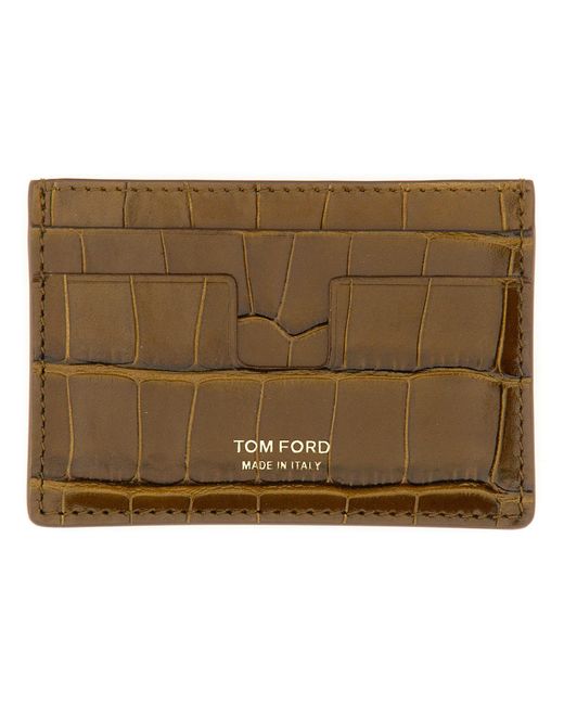 Portacarte T Line di Tom Ford in Brown da Uomo