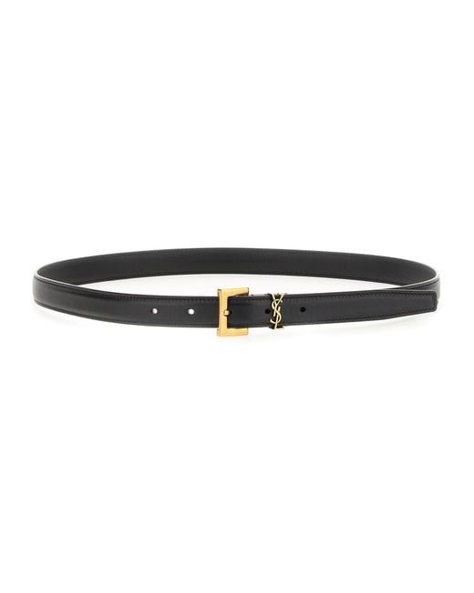 Saint Laurent White Thin "Cassandras" Belt