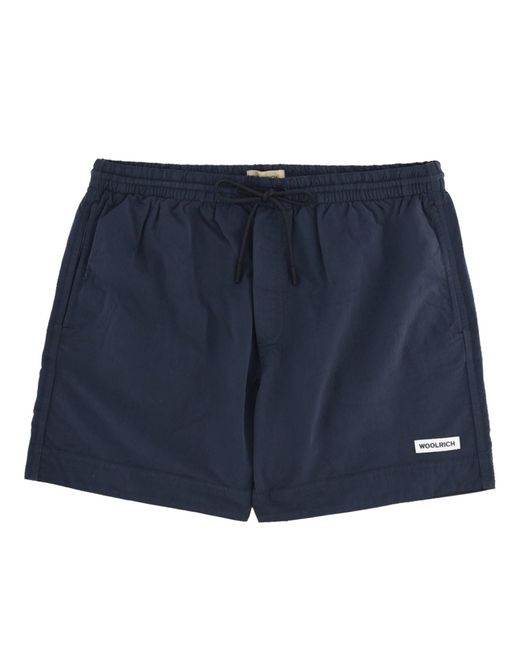 Woolrich Blue Swim Shorts With Logo for men