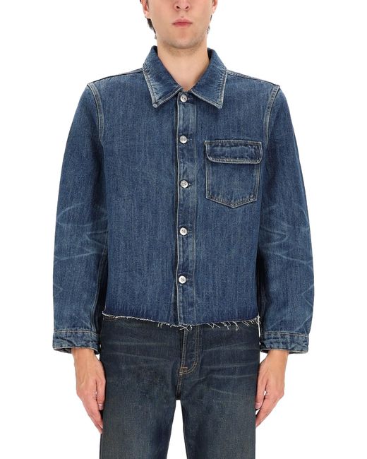 Our Legacy Blue Cotton-Hemp Blend Denim Jacket With Cropped Fit for men
