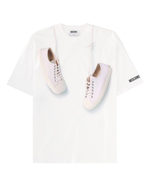 Moschino White Graphic Crew Neck T-Shirt