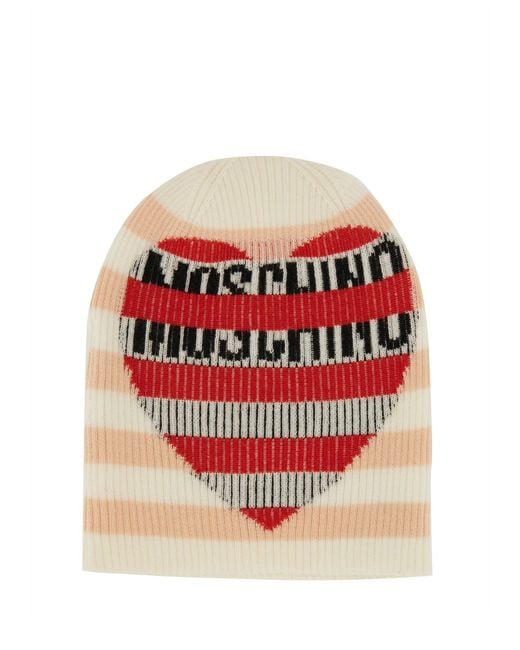 Moschino Red Wool Cap With Logo