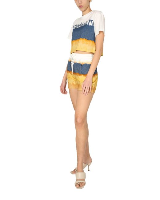SHORT IN COTONE CON STAMPA di Alberta Ferretti in Blue