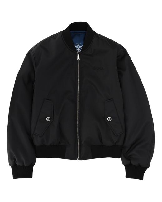Versace Black Solid Mock Collar Jacket