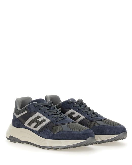 Sneakers in camoscio blu logo patch di Hogan in Blue da Uomo