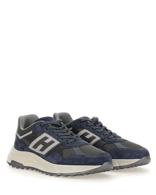 Sneakers in camoscio blu logo patch di Hogan in Blue da Uomo