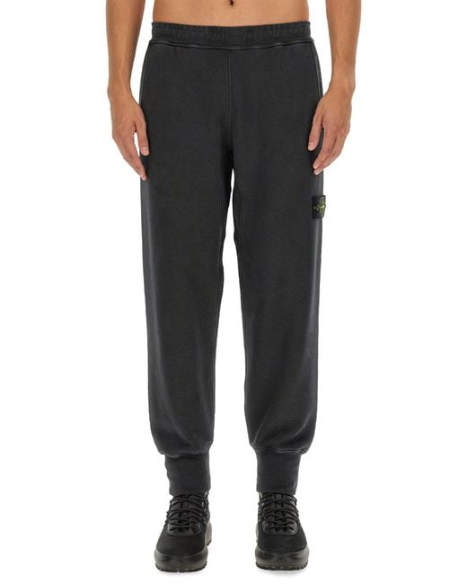Stone Island Black Tapered Leg Jogging Pants for men
