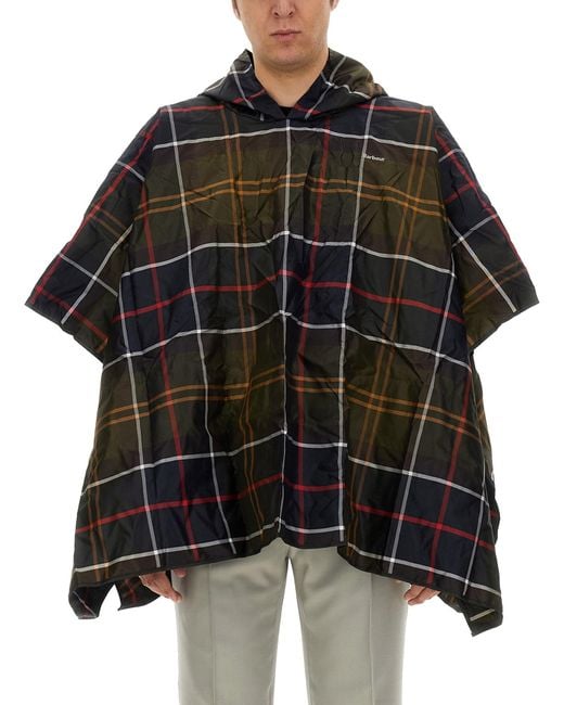 Barbour Black Poncho With Tartan Pattern for men