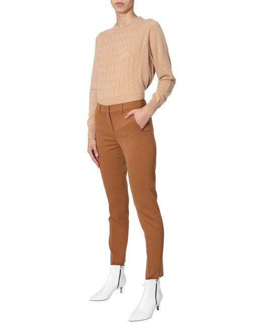 PANTALONE MORETTO IN LANA VERGINE di Max Mara in Brown