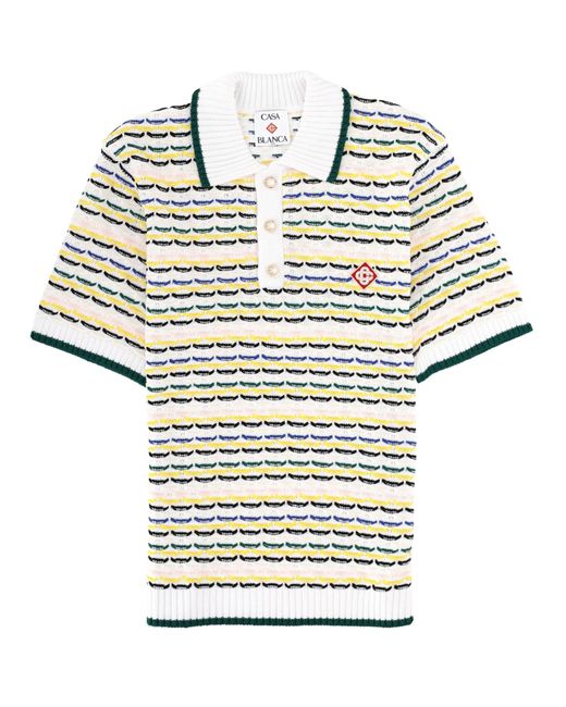 Casablanca Multicolor Tuck Stitch Short Sleeve Polo Shirt for men
