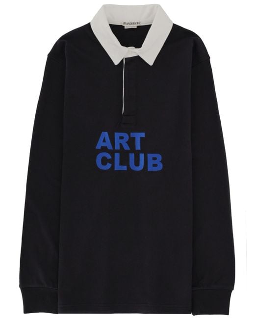 J.W. Anderson Black Polo Shirt "art Club" for men