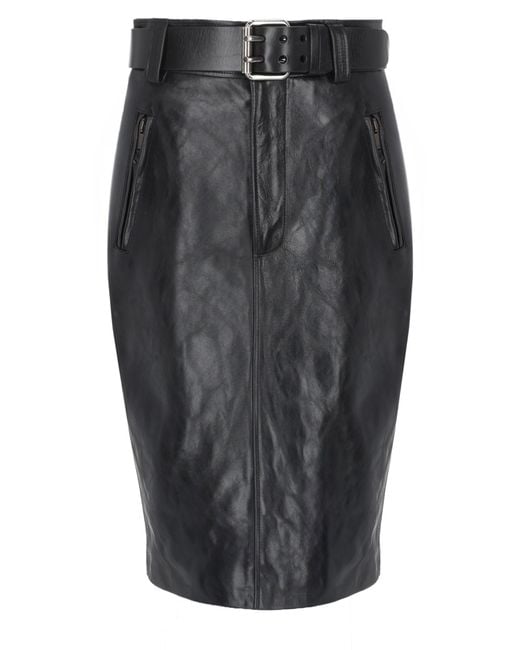 Saint Laurent Black Gonna A Matita Con Cintura