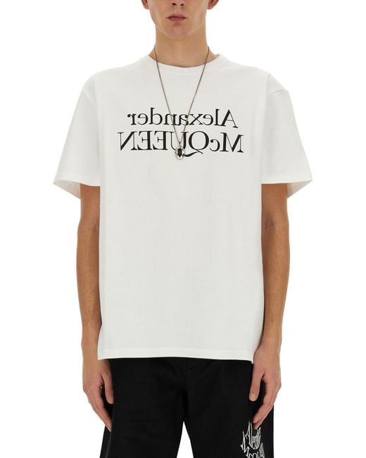 Alexander McQueen White T Shirt With Logo for men