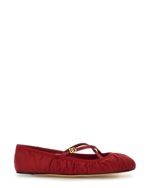 Dolce & Gabbana Red Satin Ballerina Sandal