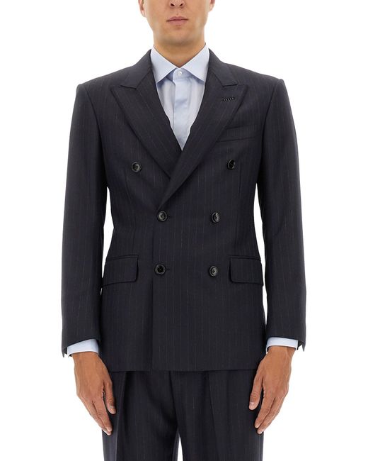 Tom Ford Blue Pinstripe Single-Breasted Blazer