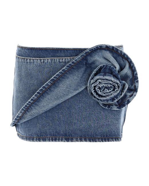 Magda Butrym Blue Mini Skirt With Ruffled Waist