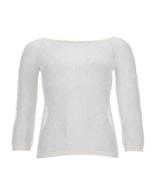 Alberta Ferretti White Viscose Net Knit Top
