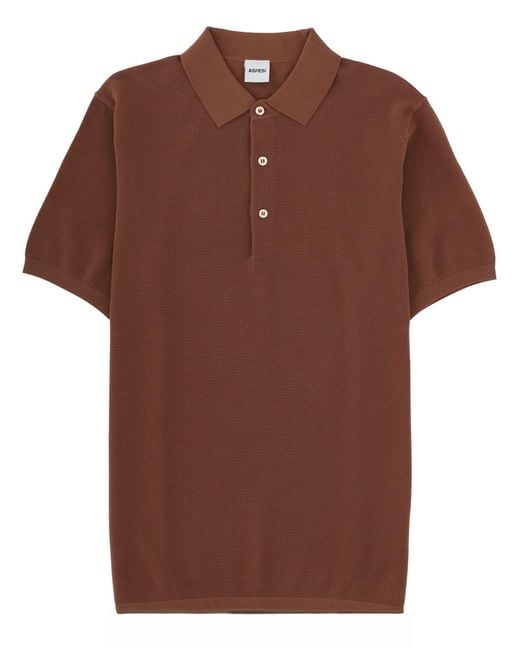 Aspesi Brown Cotton Polo for men