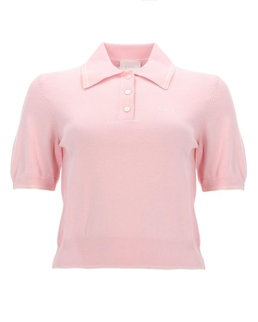 A.P.C. Pink Solid Shirt Collar Polo