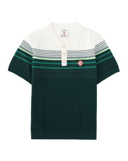 Casablanca Green Polo A Righe Bouclé for men