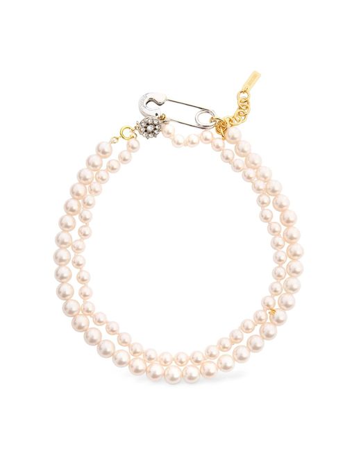 Moschino White Elegant Pearl Necklace For
