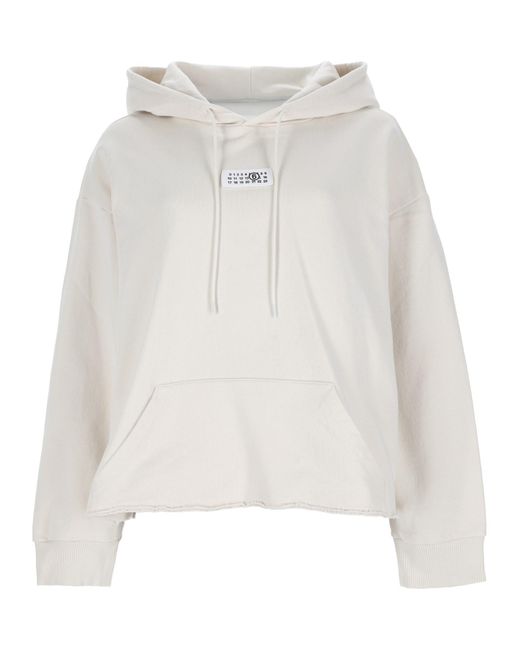 MM6 by Maison Margiela White Felpa Con Patch Logo