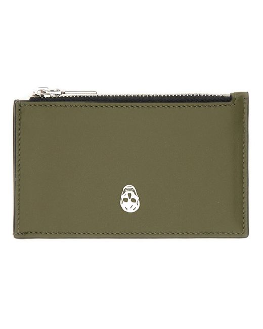McQueen Green Card Holder "Skull" for men